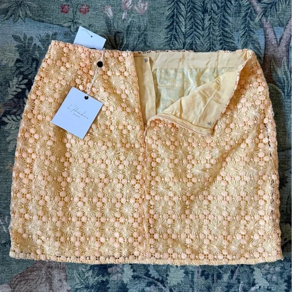 Floral Lace Top and Skirt Set in OrangeYellow - Picture 6 of 7